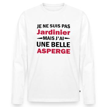 j ai une belle asperge / humour homme - T-shirt manches longues Premium bio Homme - blanc - Devant - Nico (187cm)