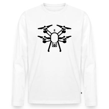 drone - T-shirt manches longues Premium bio Homme - blanc - Devant - Nico (187cm)