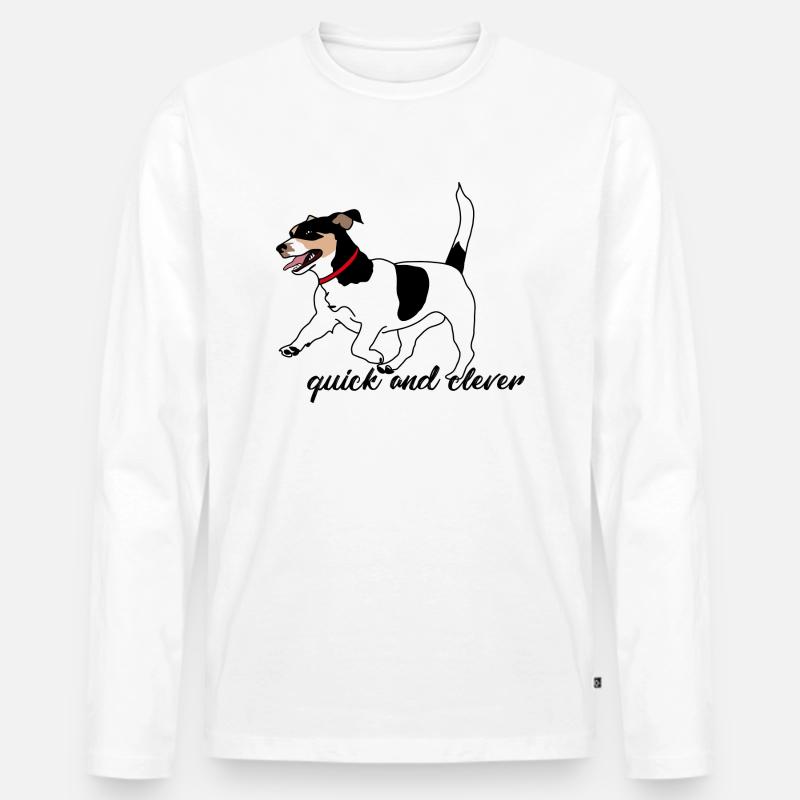 Hund - Männer Premium Bio Langarmshirt - Weiß