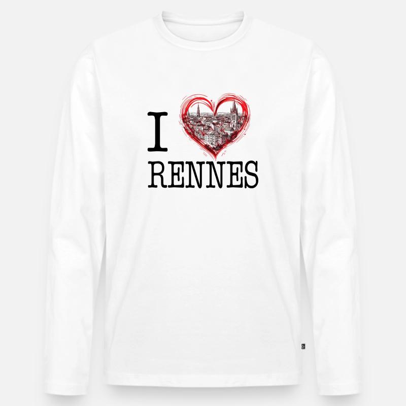 Ich liebe Rennes - Männer Premium Bio Langarmshirt - Weiß