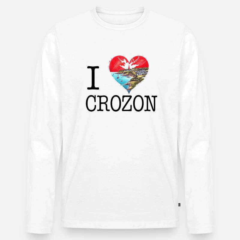 Ich liebe Crozon - Männer Premium Bio Langarmshirt - Weiß