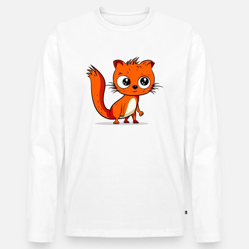 Kiki das Eichhörnchen - Männer Premium Bio Langarmshirt - Weiß