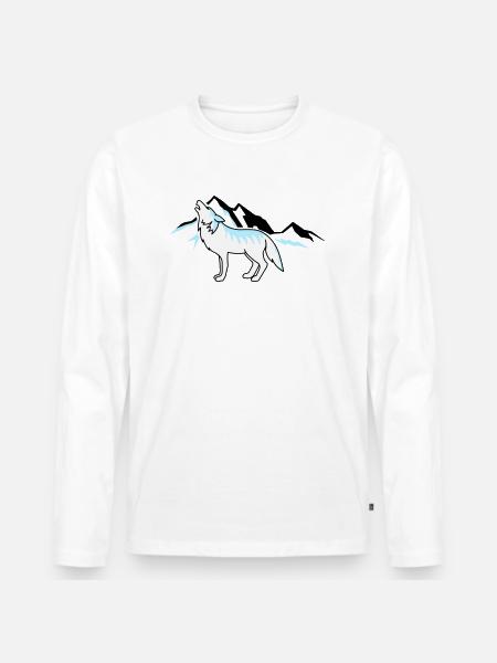Wolf Mountains 02 - Men's Premium Organic Long Sleeve Shirt - white