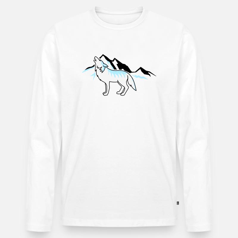 Wolf Mountains 02 - Men's Premium Organic Long Sleeve Shirt - white