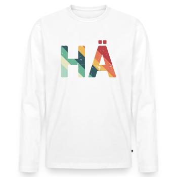Hä Funny saying funny sayings quote funny - Männer Premium Bio Langarmshirt - Weiß - Vorne - Nico (187cm)