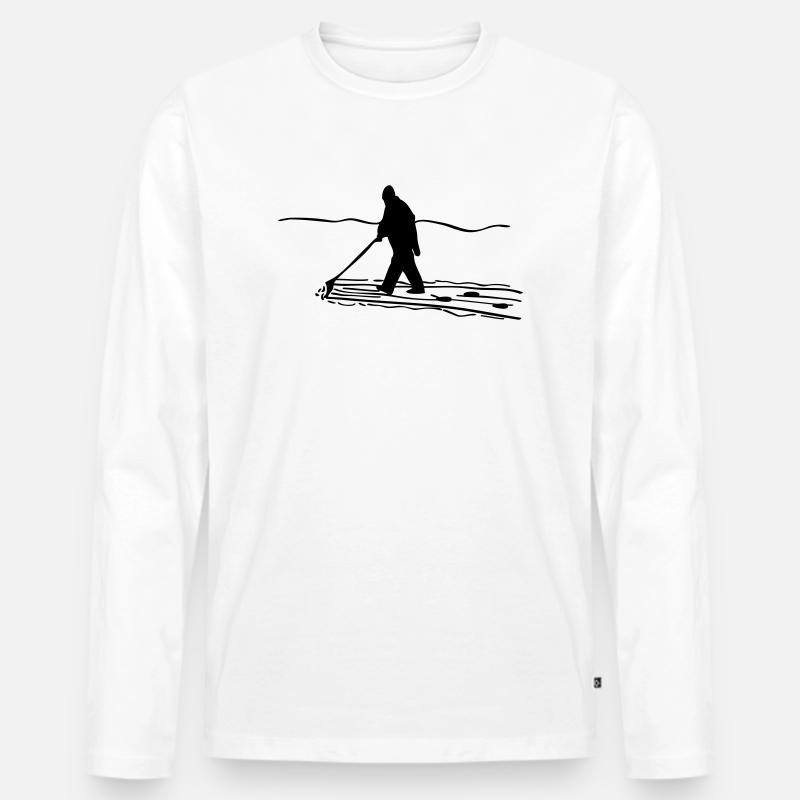 Schnee schieben - Männer Premium Bio Langarmshirt - Weiß