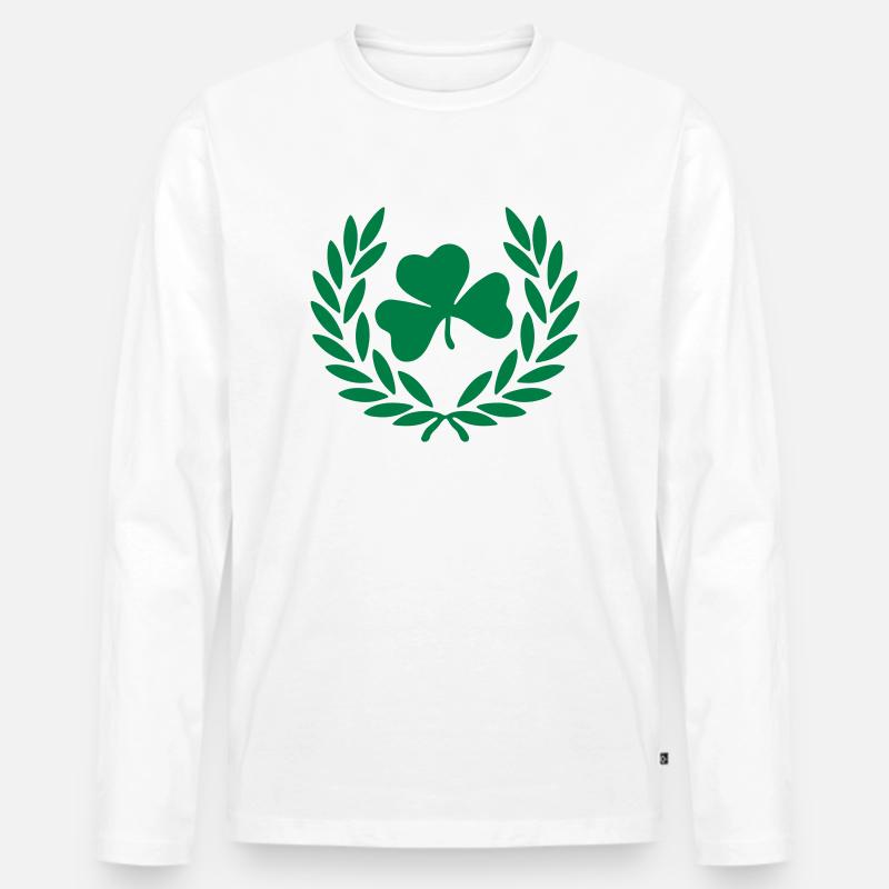 Klee Blume krone - Männer Premium Bio Langarmshirt - Weiß