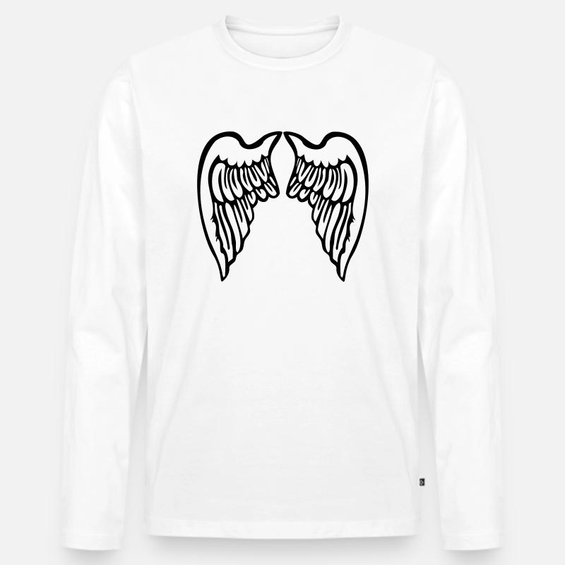 flügel - Männer Premium Bio Langarmshirt - Weiß