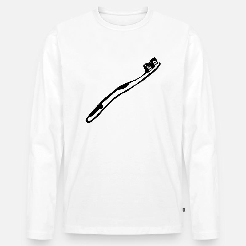 Brosse à dents - dent - T-shirt manches longues Premium bio Homme - blanc