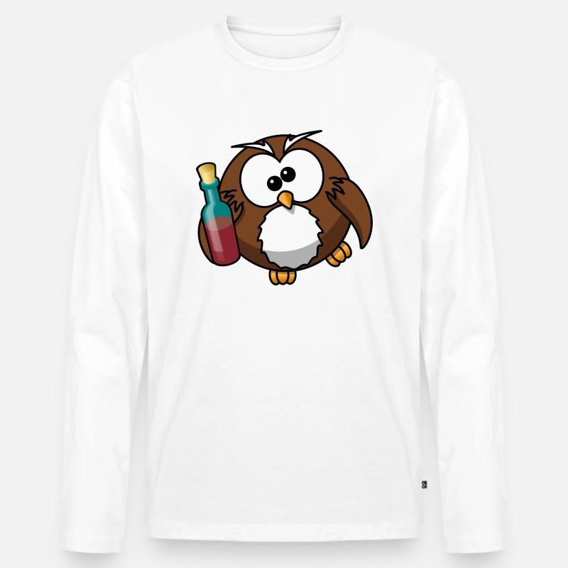 Eule betrunken - Männer Premium Bio Langarmshirt - Weiß