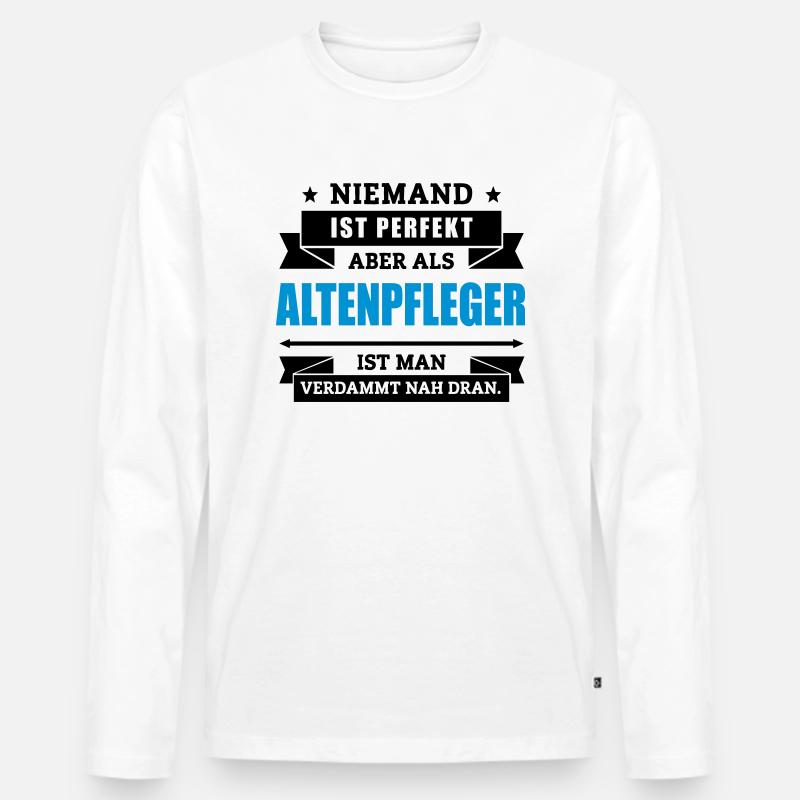 Funshirt Altenpfleger - Männer Premium Bio Langarmshirt - Weiß