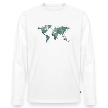 Erde - Männer Premium Bio Langarmshirt - Weiß - Vorne - Nico (187cm)
