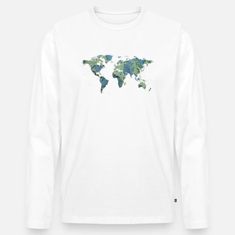Erde - Männer Premium Bio Langarmshirt - Weiß