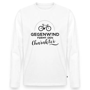 Fahrrad Gegenwind formt Charakter - Männer Premium Bio Langarmshirt - Weiß - Vorne - Nico (187cm)