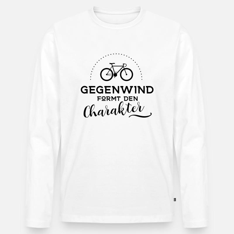 Fahrrad Gegenwind formt Charakter - Männer Premium Bio Langarmshirt - Weiß