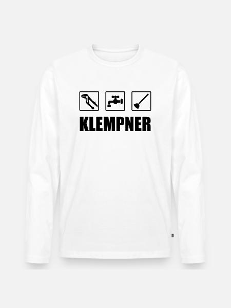 Klempner Logo - Männer Premium Bio Langarmshirt - Weiß