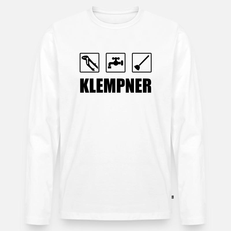 Klempner Logo - Männer Premium Bio Langarmshirt - Weiß