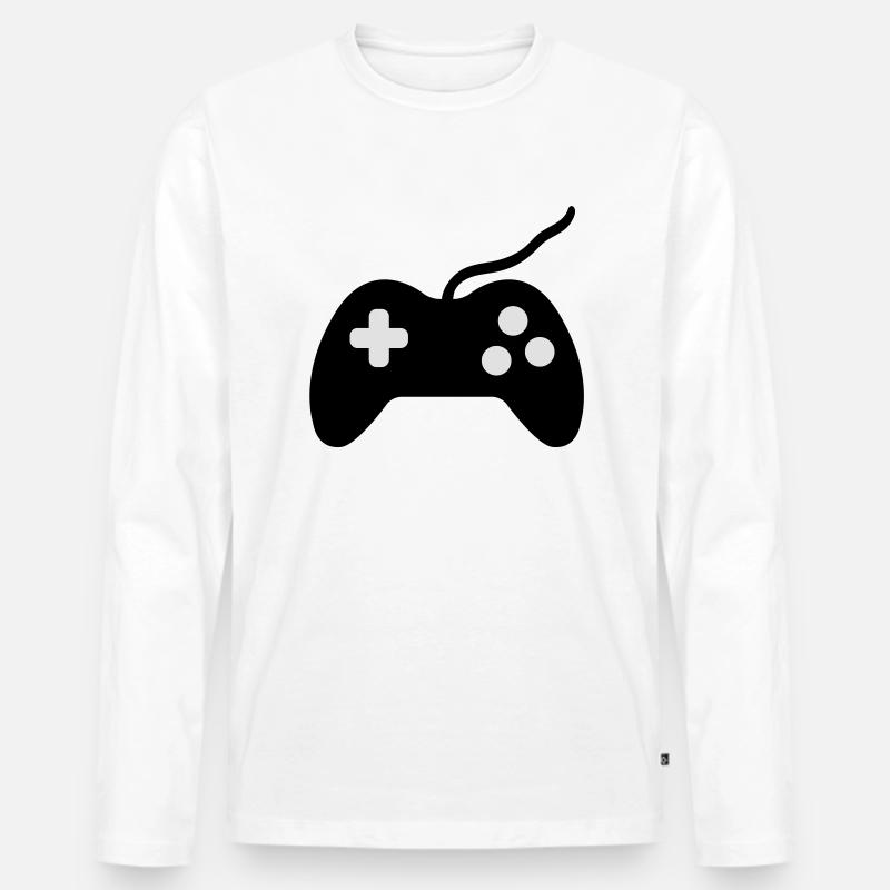 controller symbol - Männer Premium Bio Langarmshirt - Weiß