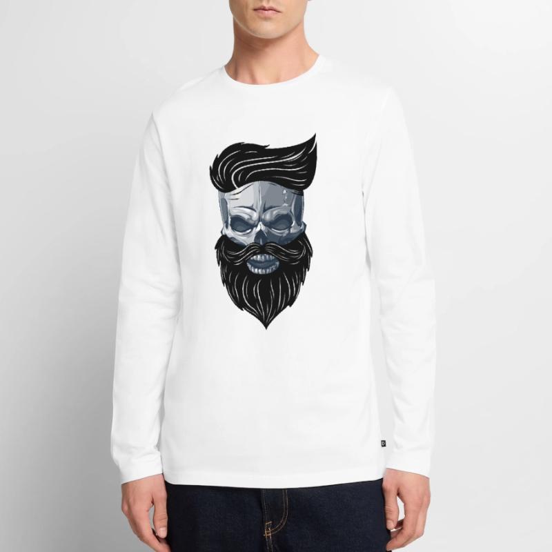 Beardy Beard Bart Man Skull Geschenkidee Männer Premium Bio Langarmshirt