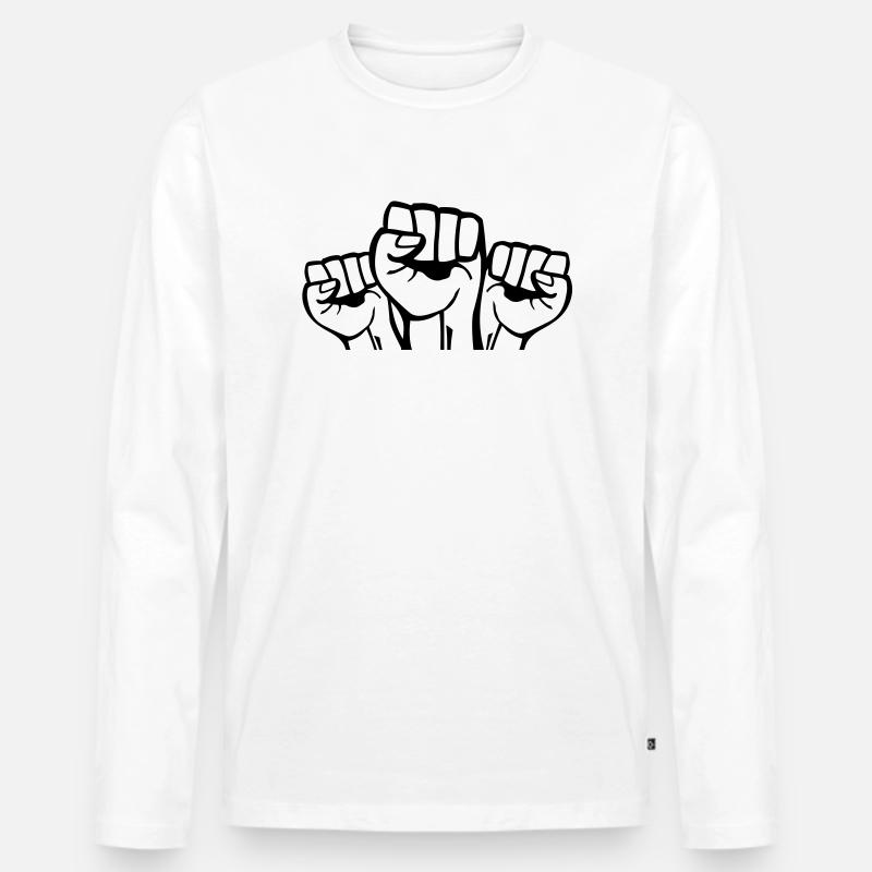 fists_fa1 - Männer Premium Bio Langarmshirt - Weiß