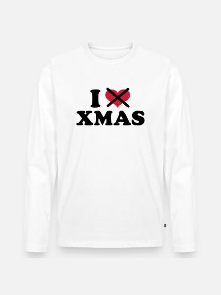 I hate xmas christmas - T-shirt manches longues Premium bio Homme - blanc