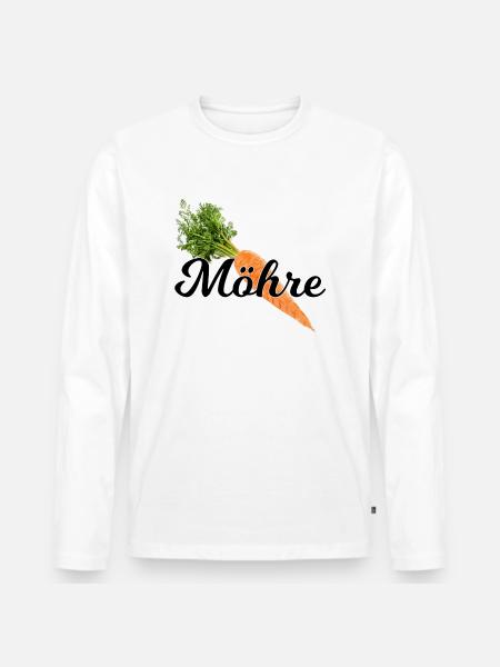 Carrot / black font - Men's Premium Organic Long Sleeve Shirt - white