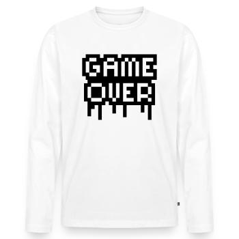Game Over Stamp - T-shirt manches longues Premium bio Homme - blanc - Devant - Nico (187cm)