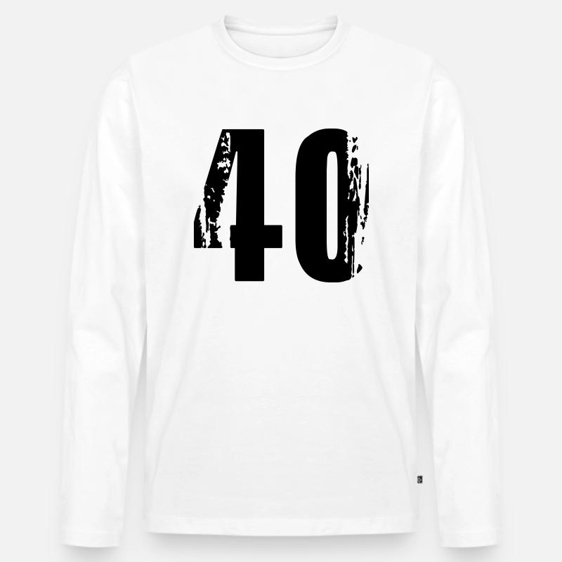 40 - Nummer - Männer Premium Bio Langarmshirt - Weiß
