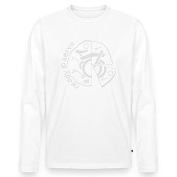 CHAINSTORY X Brompton Servierfertig - Männer Premium Bio Langarmshirt - Weiß - Vorne - Nico (187cm)