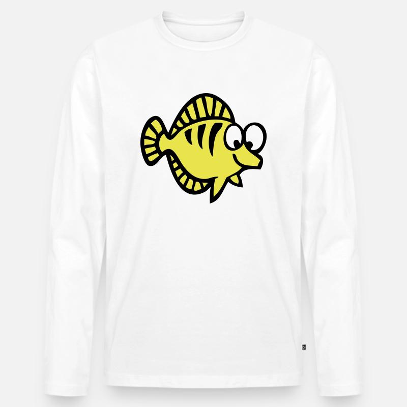 Fischzeichnung 1 - Männer Premium Bio Langarmshirt - Weiß