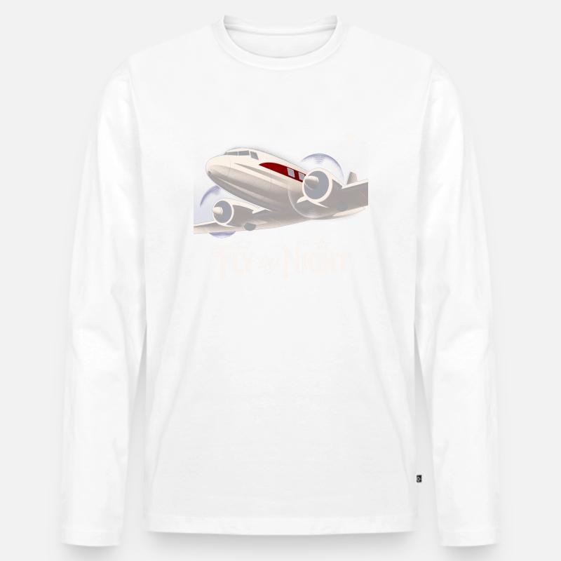 Flugzeug im Vintage-Stil - Männer Premium Bio Langarmshirt - Weiß
