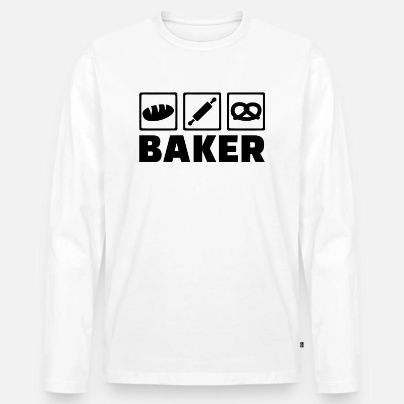 Bäcker - Männer Premium Bio Langarmshirt - Weiß