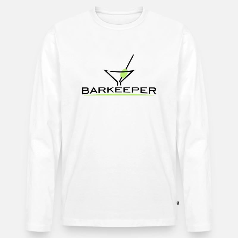 Barkeeper (h, 2c) - Männer Premium Bio Langarmshirt - Weiß