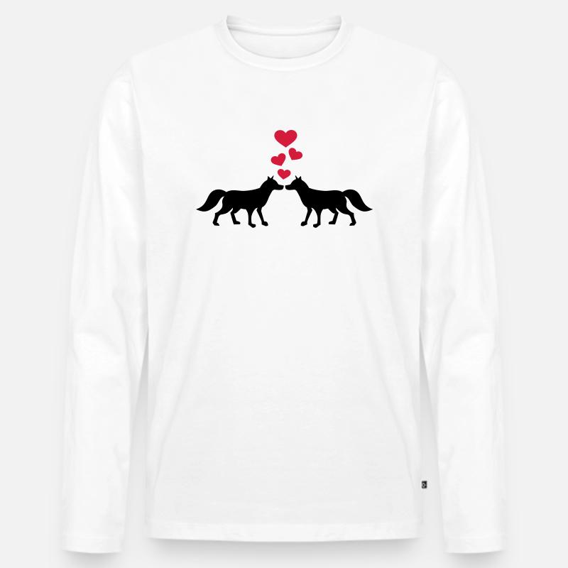 Fuchs - Männer Premium Bio Langarmshirt - Weiß