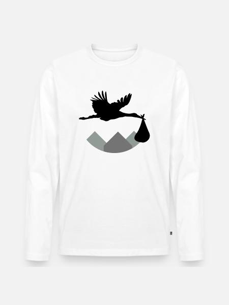 Stork & Baby (Vector) - Men's Premium Organic Long Sleeve Shirt - white