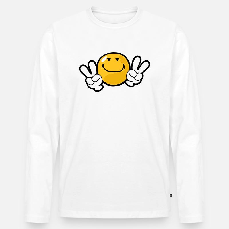 Smiley Confidence Ambition - Männer Premium Bio Langarmshirt - Weiß