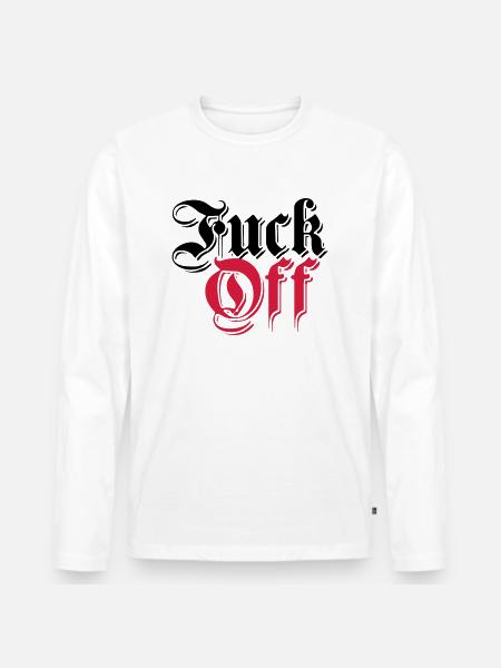retro gammelt tysk skriften German fanden dig ud t - Premium økologisk langærmet T-shirt til mænd - hvid