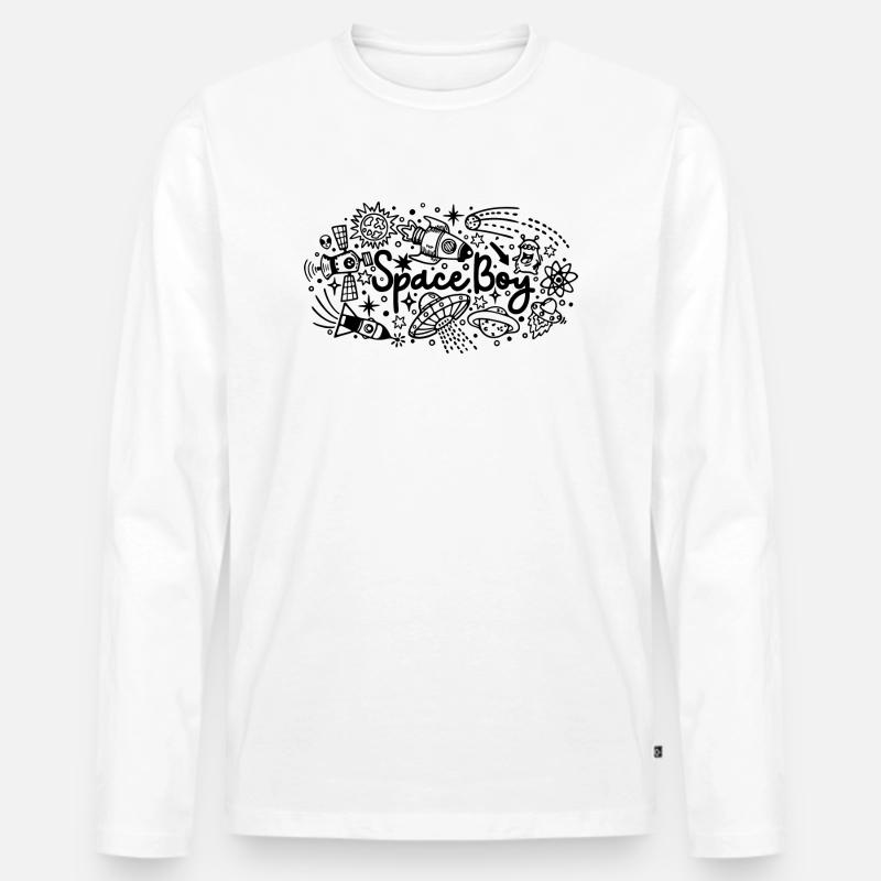 Space Boy - Männer Premium Bio Langarmshirt - Weiß