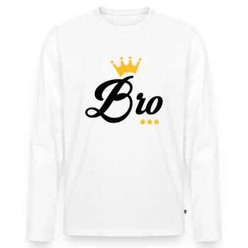 Frère Frangin Frere Naissance Bébé Frérot - T-shirt manches longues Premium bio Homme - blanc - Devant - Nico (187cm)