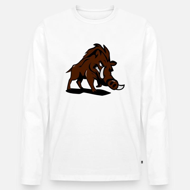 wildschwein gefährlich - Männer Premium Bio Langarmshirt - Weiß