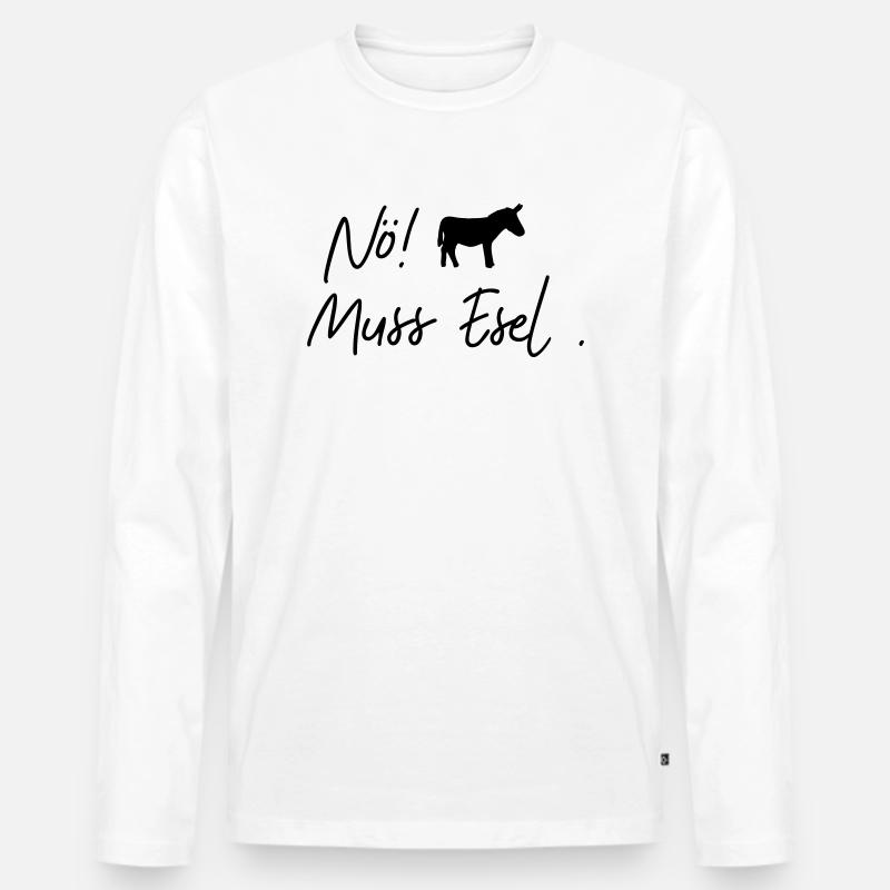 nö muss esel - Männer Premium Bio Langarmshirt - Weiß