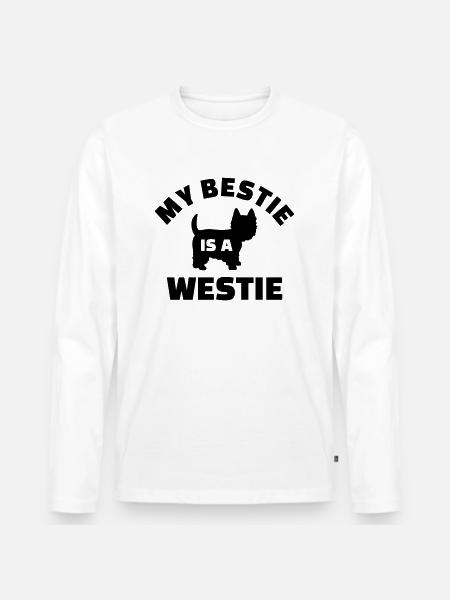 Westie - Männer Premium Bio Langarmshirt - Weiß