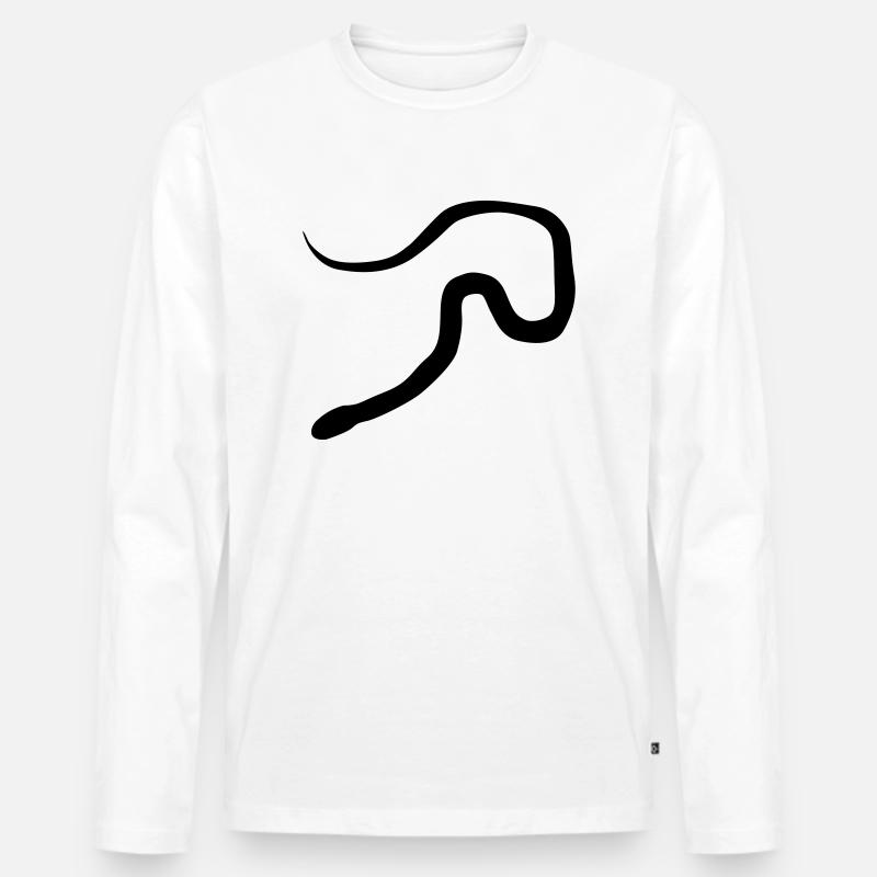 schlange silhouette - Männer Premium Bio Langarmshirt - Weiß