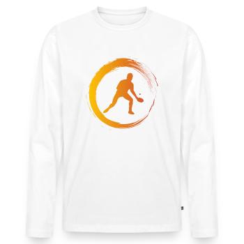 Tennis de table - T-shirt manches longues Premium bio Homme - blanc - Devant - Nico (187cm)