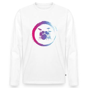 Ich mag die Drums - Männer Premium Bio Langarmshirt - Weiß - Vorne - Nico (187cm)