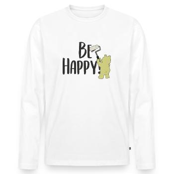 Glück Bär Spruch T-Shirt Geschenk - Männer Premium Bio Langarmshirt - Weiß - Vorne - Nico (187cm)