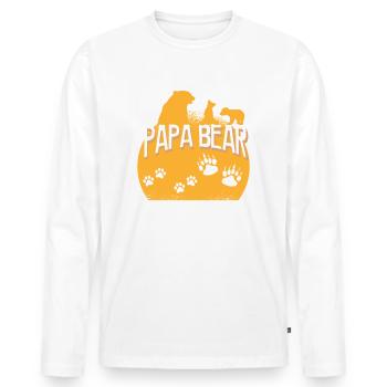 Papa Bär - Männer Premium Bio Langarmshirt - Weiß - Vorne - Nico (187cm)