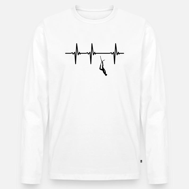 Herzschlag Apnoe - Männer Premium Bio Langarmshirt - Weiß