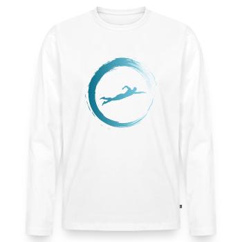 Schwimmer schwimmen Bademeister - Männer Premium Bio Langarmshirt - Weiß - Vorne - Nico (187cm)