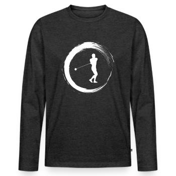Lancer de marteau - T-shirt manches longues Premium bio Homme - anthracite chiné - Devant - Nico (187cm)